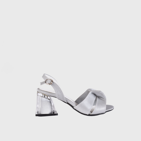 Silver Embossed Heeled Sandal
