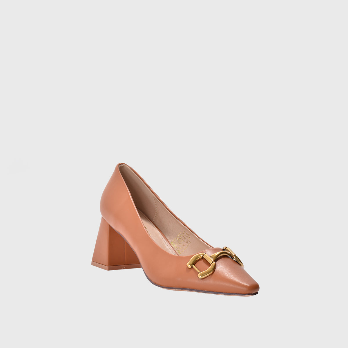 Pointed Havana High Heels with Buckle Gold