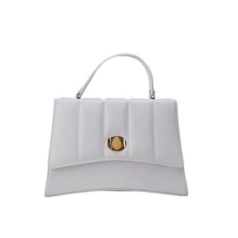 White Embossed Leather Handbag