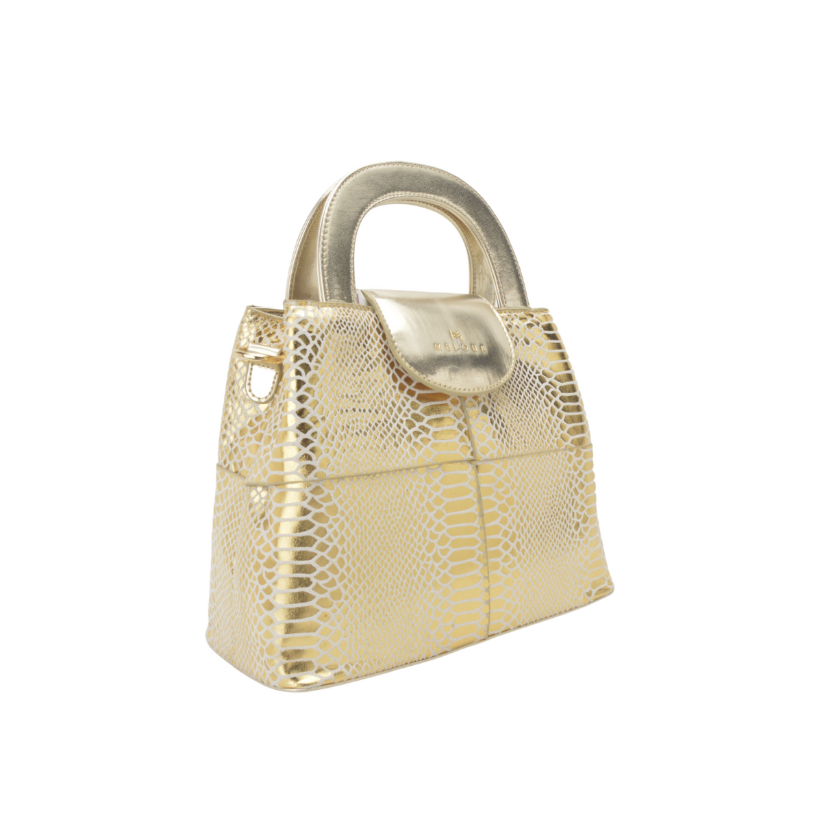 Gold Embossed Leather Handbag - Melouk